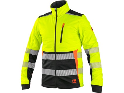 Bunda CXS BENSON, výstražná, softshell, žluto-černá, vel. S