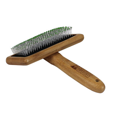 Bamboo Groom veľký jemný kefa s nerezovými hrotmi, Finišák